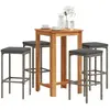 vidaXL Ensemble de bar de jardin 5 pcs gris bois massif acacia rotin