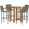 vidaXL Ensemble de bar de jardin 5 pcs gris bois massif acacia rotin