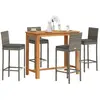 vidaXL Ensemble de bar de jardin 5 pcs gris bois massif acacia rotin