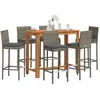 vidaXL Ensemble de bar de jardin 7 pcs gris bois massif acacia rotin