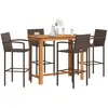 vidaXL Ensemble de bar de jardin 5 pcs marron bois massif acacia rotin