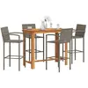vidaXL Ensemble de bar de jardin 5 pcs gris bois massif acacia rotin