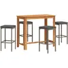 vidaXL Ensemble de bar de jardin 5 pcs gris bois massif acacia rotin