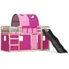 vidaXL Lit superposé avec toboggan et rideaux rose 80x200 cm
