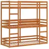 vidaXL Lit superposé triple marron cire 90x200 cm bois de pin massif