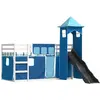 vidaXL Lit superposé avec toboggan et rideaux bleu 90x190 cm