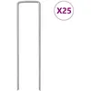 vidaXL Piquets de sol en forme de U 25 pcs 15x3,5 cm acier galvanisé
