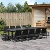 vidaXL Ensemble à manger de jardin 15 pcs noir textilène