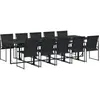 vidaXL Ensemble à manger de jardin 11 pcs noir textilène
