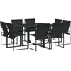 vidaXL Ensemble à manger de jardin 9 pcs noir textilène