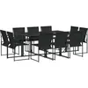 vidaXL Ensemble à manger de jardin 11 pcs noir textilène