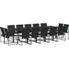 vidaXL Ensemble à manger de jardin 15 pcs noir textilène