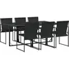 vidaXL Ensemble à manger de jardin 7 pcs noir textilène