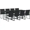 vidaXL Ensemble à manger de jardin 9 pcs noir textilène