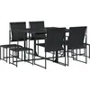 vidaXL Ensemble à manger de jardin 9 pcs noir textilène