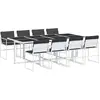 vidaXL Ensemble à manger de jardin avec coussins 9 pcs blanc textilène