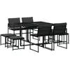 vidaXL Ensemble à manger de jardin avec coussins 9 pcs noir textilène