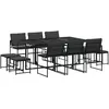 vidaXL Ensemble à manger de jardin avec coussins 11 pcs noir textilène
