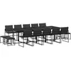 vidaXL Ensemble à manger de jardin avec coussins 15 pcs noir textilène
