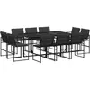 vidaXL Ensemble à manger de jardin avec coussins 11 pcs noir textilène