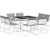 vidaXL Ensemble à manger de jardin avec coussins 9 pcs blanc textilène