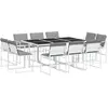 vidaXL Ensemble à manger de jardin avec coussins 11pcs blanc textilène