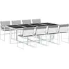 vidaXL Ensemble à manger de jardin avec coussins 9 pcs blanc textilène