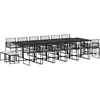vidaXL Ensemble à manger de jardin 17 pcs coussins noir résine tressée