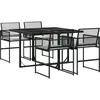 vidaXL Ensemble à manger de jardin coussins 5pcs noir résine tressée