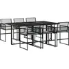 vidaXL Ensemble à manger de jardin coussins 7 pcs noir résine tressée