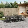 vidaXL Ensemble à manger de jardin 13 pcs coussins noir résine tressée