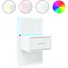 vidaXL Table de chevet murale avec lumières LED blanc