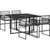 vidaXL Ensemble à manger de jardin coussins 5pcs noir résine tressée
