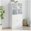 vidaXL Buffet haut avec portes blanc 68x37x142 cm bois d'ingénierie