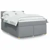 vidaXL Sommier à lattes de lit avec matelas Gris clair 160x200cm Tissu