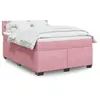 vidaXL Sommier à lattes de lit avec matelas Rose 140x190 cm Velours