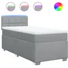 vidaXL Sommier à lattes de lit avec matelas Gris clair 200x200cm Tissu