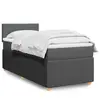 vidaXL Sommier à lattes de lit avec matelas Gris foncé 90x200 cm Tissu