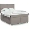 vidaXL Sommier à lattes de lit avec matelas Taupe 140x190 cm Tissu