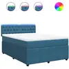 vidaXL Sommier à lattes de lit et matelas bleu 140x190 cm velours