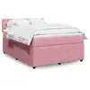 vidaXL Sommier à lattes de lit avec matelas Rose 160x200 cm Velours