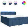 Sommier à lattes de lit avec matelas Bleu 200x200 cm Tissu Vidaxl Bleu