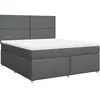 vidaXL Sommier à lattes de lit avec matelas Gris foncé 180x200cm Tissu