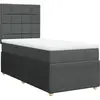 vidaXL Sommier à lattes de lit avec matelas Gris foncé 90x200 cm Tissu