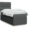 vidaXL Sommier à lattes de lit avec matelas Gris foncé 90x200 cm Tissu