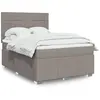 vidaXL Sommier à lattes de lit avec matelas Taupe 140x190 cm Tissu
