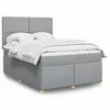 vidaXL Sommier à lattes de lit avec matelas Gris clair 160x200cm Tissu