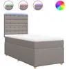 vidaXL Sommier à lattes de lit avec matelas Taupe 90x200 cm Tissu