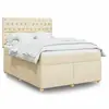 vidaXL Sommier à lattes de lit avec matelas Crème 140x200 cm Tissu