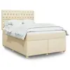 vidaXL Sommier à lattes de lit avec matelas Crème 140x190 cm Tissu